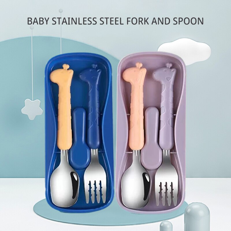 Baby Food Utensils - قطعتان من أدوات المائدة للأطفال، سكين