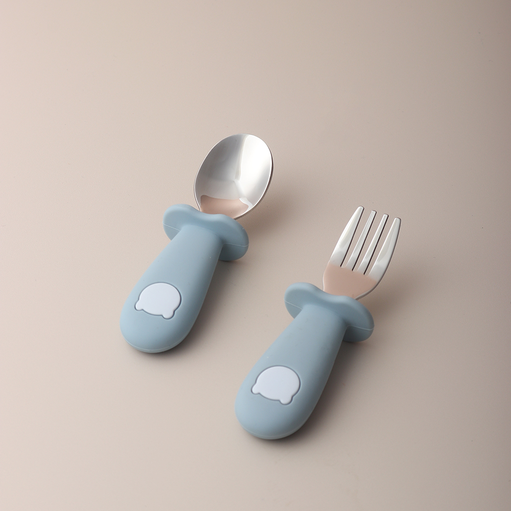Baby Food Utensils - ملعقة وشوكة سيليكون على شكل باندا