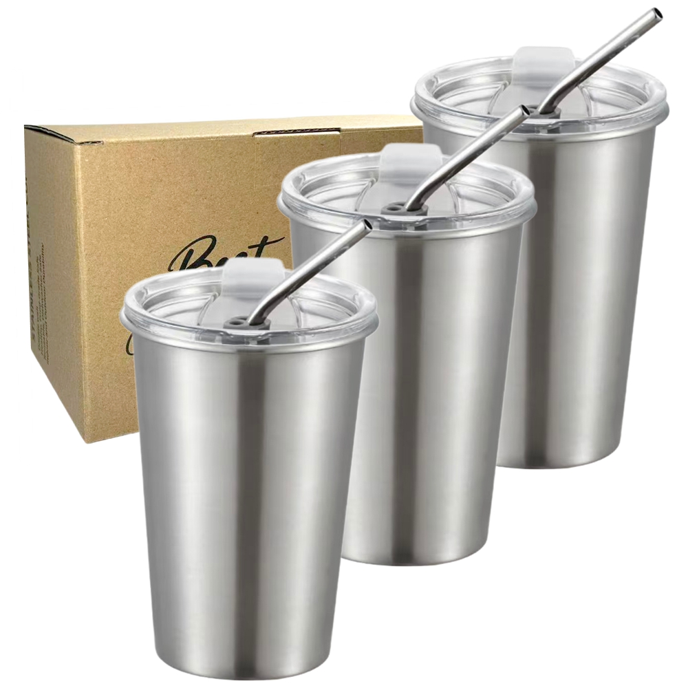 Training Cup Straw - 3 عبوات من أكواب الفولاذ المقاوم