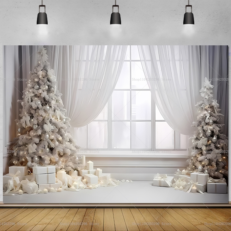 Baby Xmas Food - خلفية بيضاء لعيد الميلاد مع شجرة