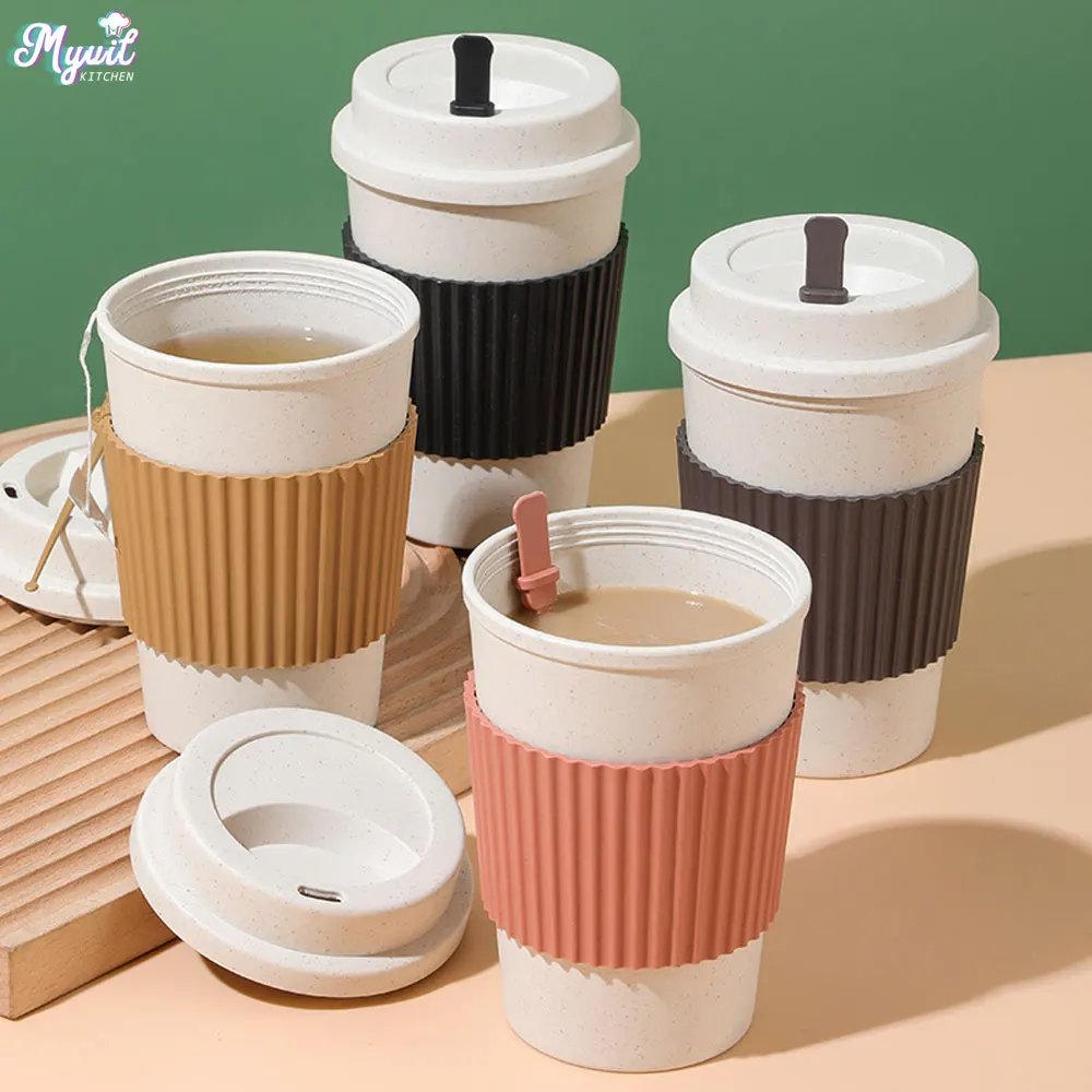 Training Cup Straw - 450 مللي فناجين القهوة مع الأغطية