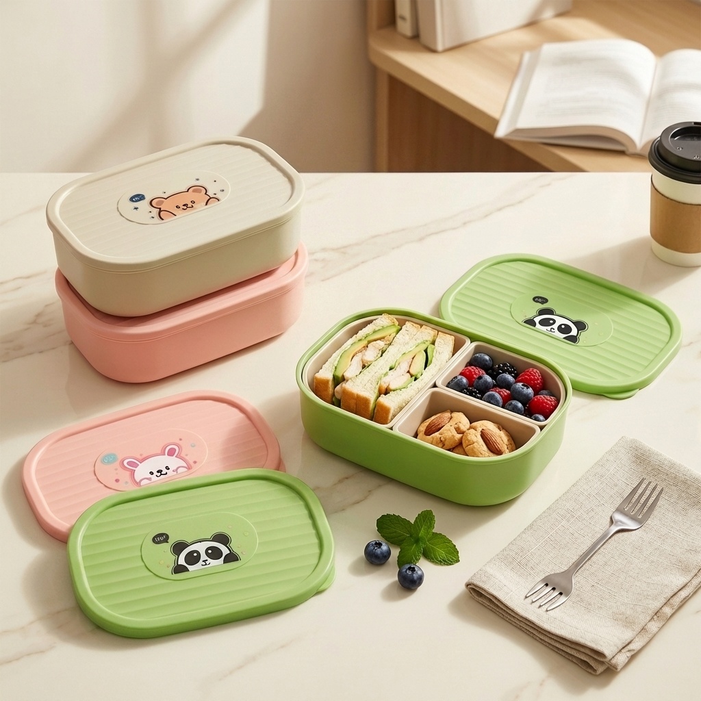 Baby Food Fruits - صندوق غداء بلاستيكي لطيف للأطفال والطلاب،