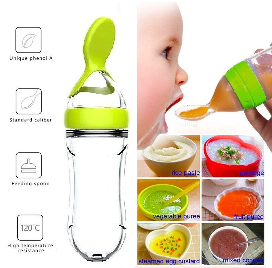 الضغط على زجاجة تستخدم في الرض - مراجعة Baby Food Dispensing Spoon وسعره
