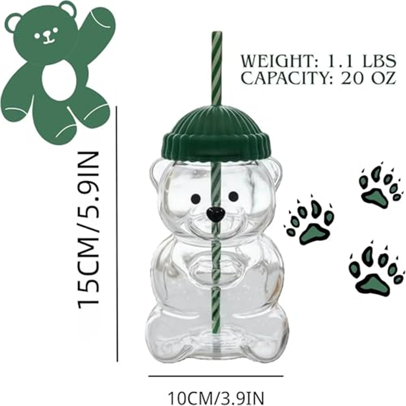كوب زجاجي على شكل دب مع قشة وغ - مراجعة Training Cup Straw وسعره